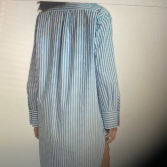 Polo Ralph Lauren High-Low Long Sleeves Button Cuffs Carly Striped Slip Shirt - Picture 10 of 11